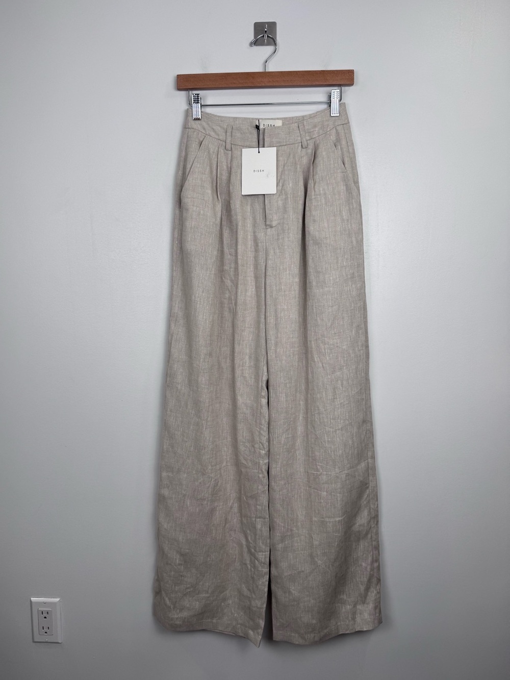 NWT Dissh Women Norah Natural Linen Pant Size 4 US